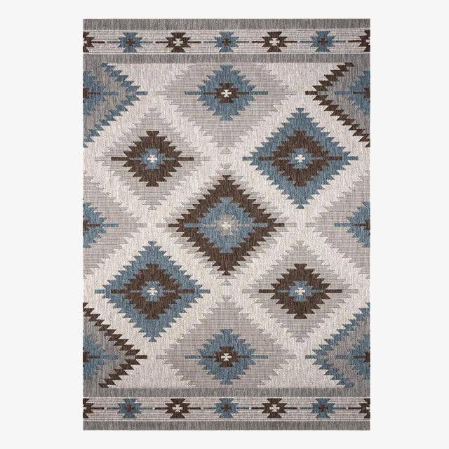 Tapis rectangle marron et beige style Japonais B