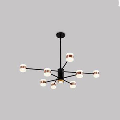Lustre design LED en métal noir avec plusieurs lampes rose gold Fly - vue 4 sur 7
