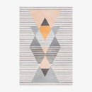 Tapis rectangle aux motifs géométriques gris et roses style Keecy