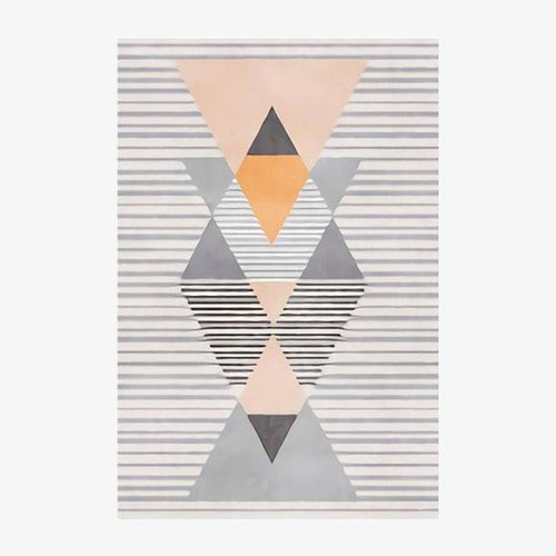 Tapis rectangle aux motifs géométriques gris et roses style Keecy
