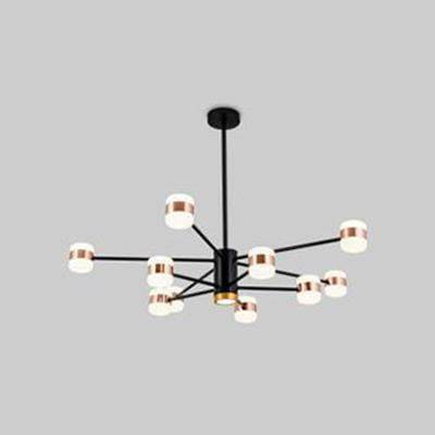 Lustre design LED en métal noir avec plusieurs lampes rose gold Fly - vue 5 sur 7
