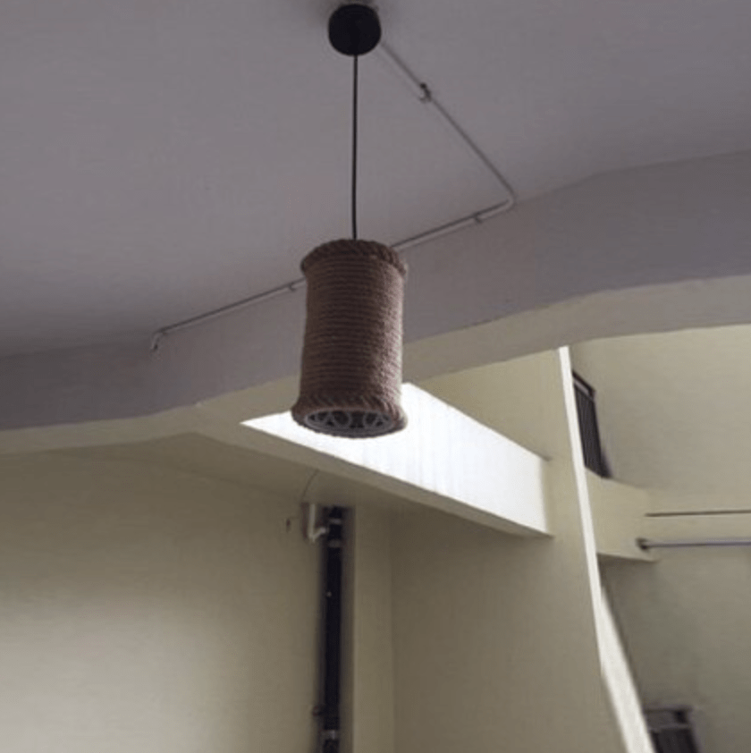 Suspension rétro LED avec abat-jour cylindrique en rotin - vue 6 sur 6