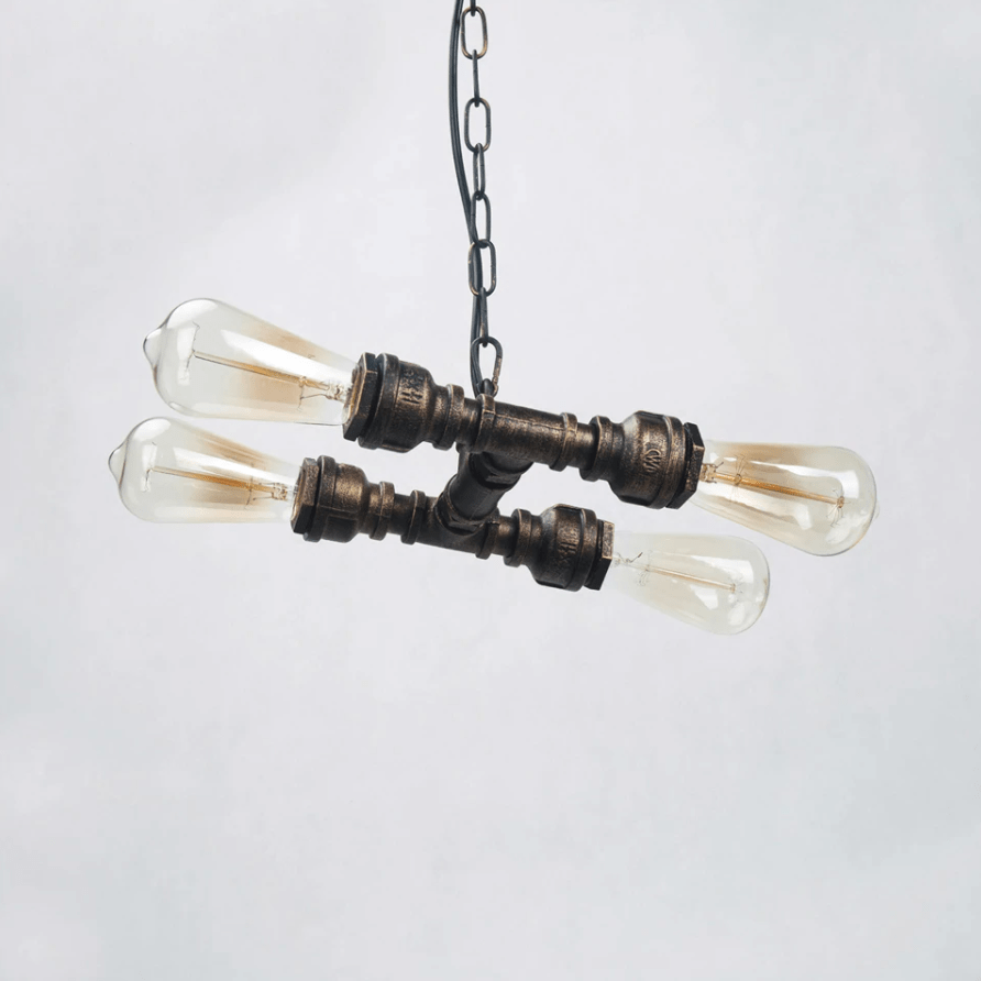 Suspension industrielle LED en métal avec ampoules style retro - vue 4 sur 5