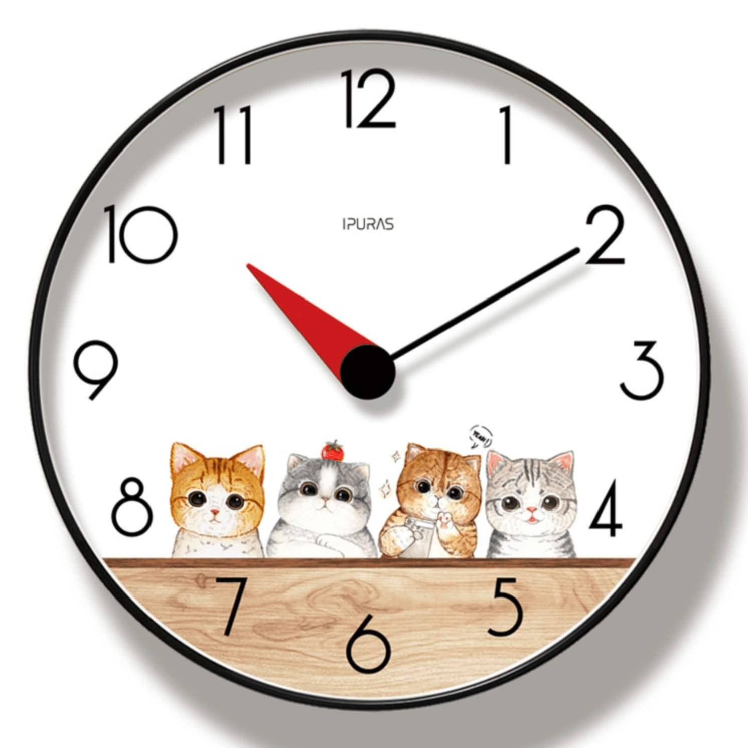 Horloge murale ronde avec dessin de chat Chansrun - vue 5 sur 4