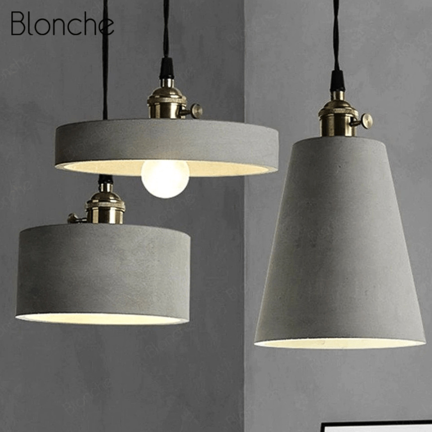Suspension design à LED grise avec abat-jour en ciment Loft - vue 2 sur 10
