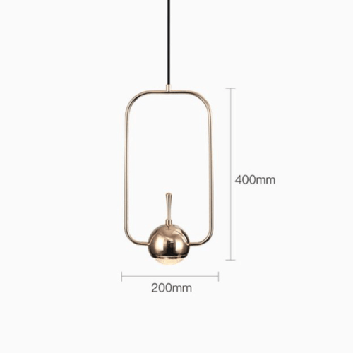 Suspension design de plusieurs forme dorée avec boule à LED - vue 7 sur 8