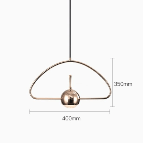 Suspension design de plusieurs forme dorée avec boule à LED - vue 6 sur 8