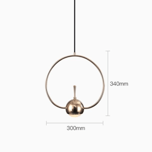 Suspension design de plusieurs forme dorée avec boule à LED - vue 9 sur 8