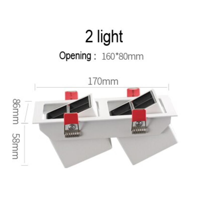 Spot moderne LED carré et angle ajustable à 60° Dina - vue 6 sur 7