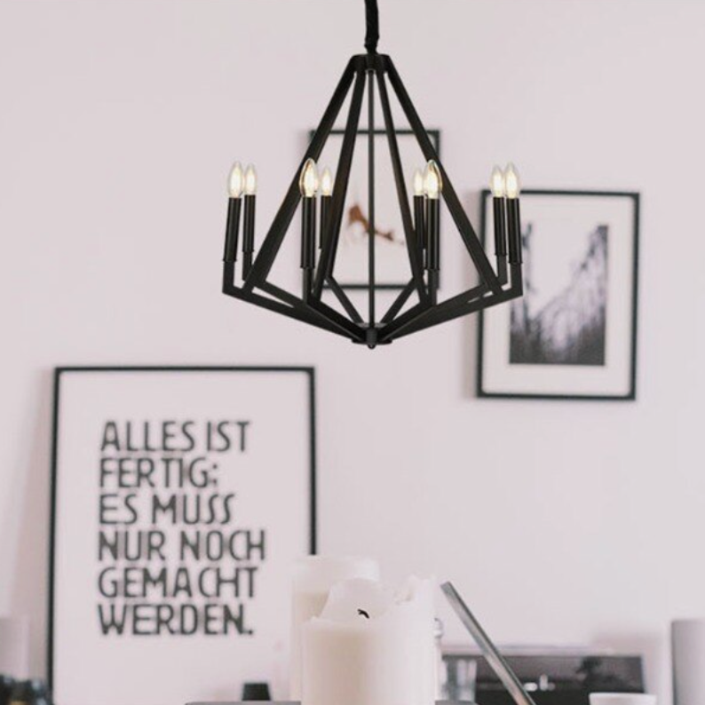 Suspension moderne LED en forme de diamant en métal Strassy - vue 4 sur 6