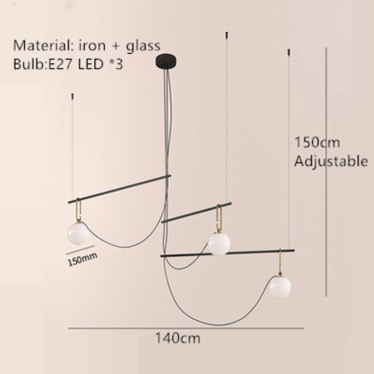 Lustre moderne LED avec un globe en verre Aitné - vue 4 sur 5