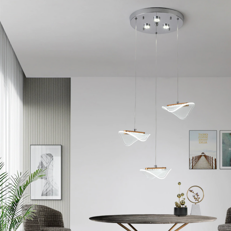 Lustre moderne LED avec abat-jour blanc et arrondi Astrid