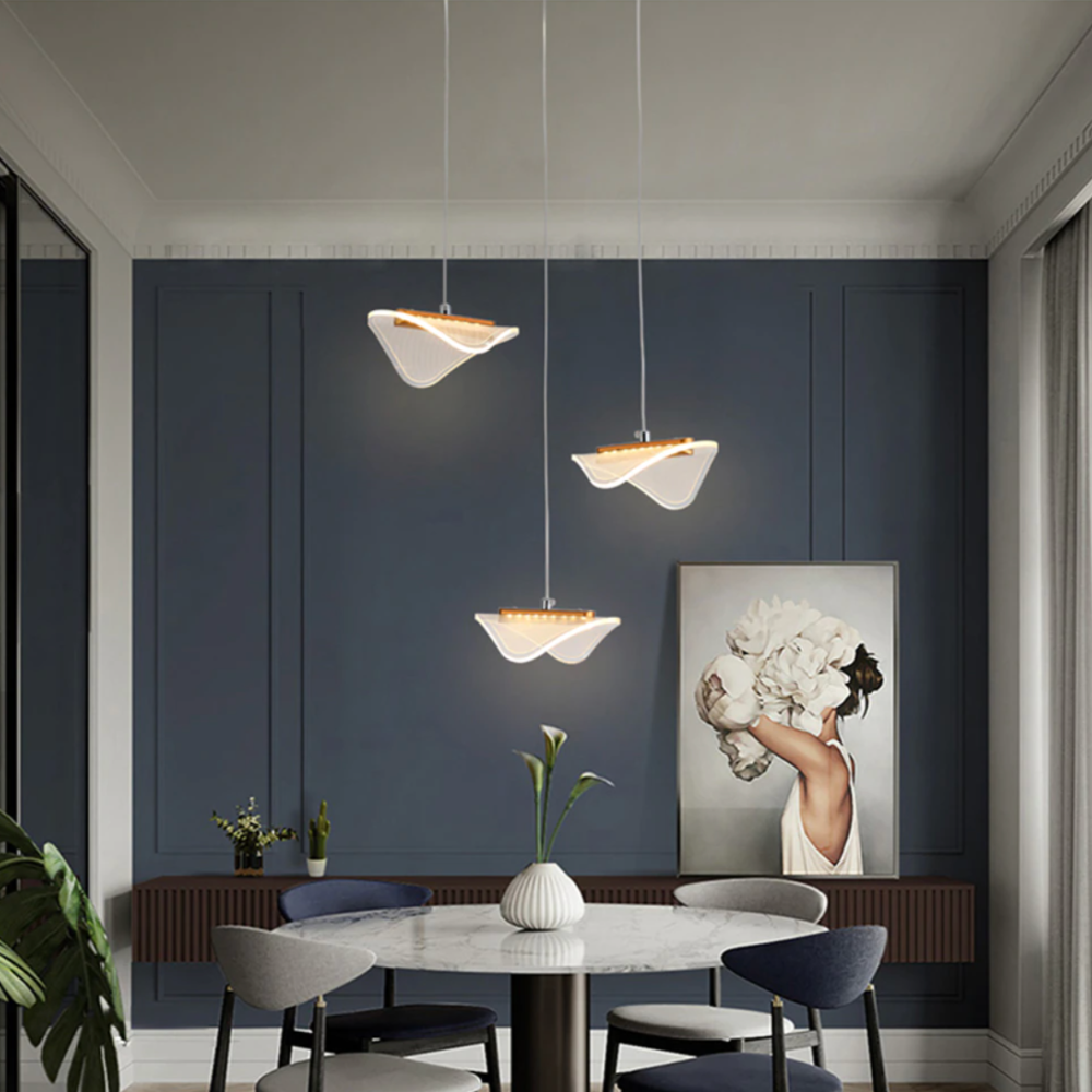 Lustre moderne LED avec abat-jour blanc et arrondi Astrid - vue 3 sur 7
