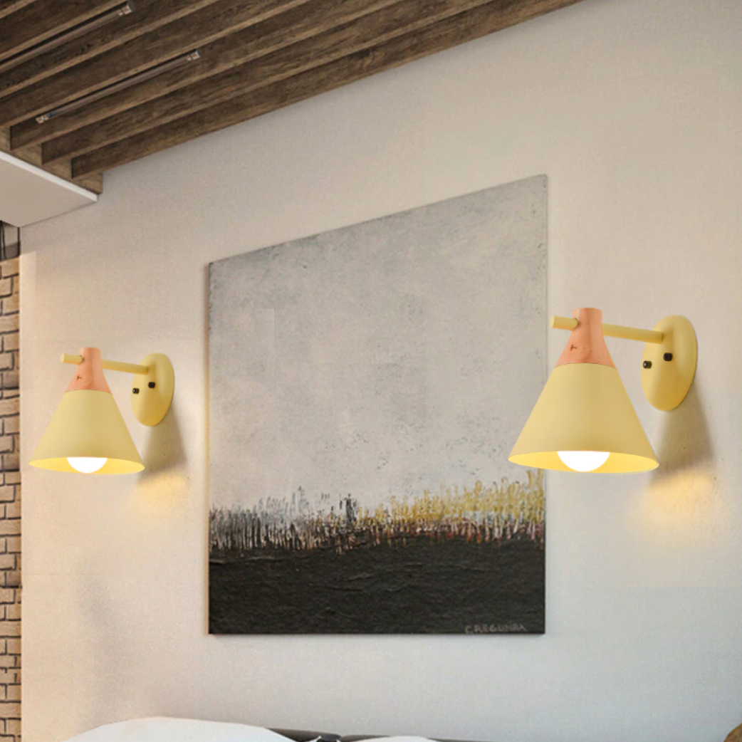 Applique murale moderne avec abat-jour conique et en bois Alode - vue 3 sur 8