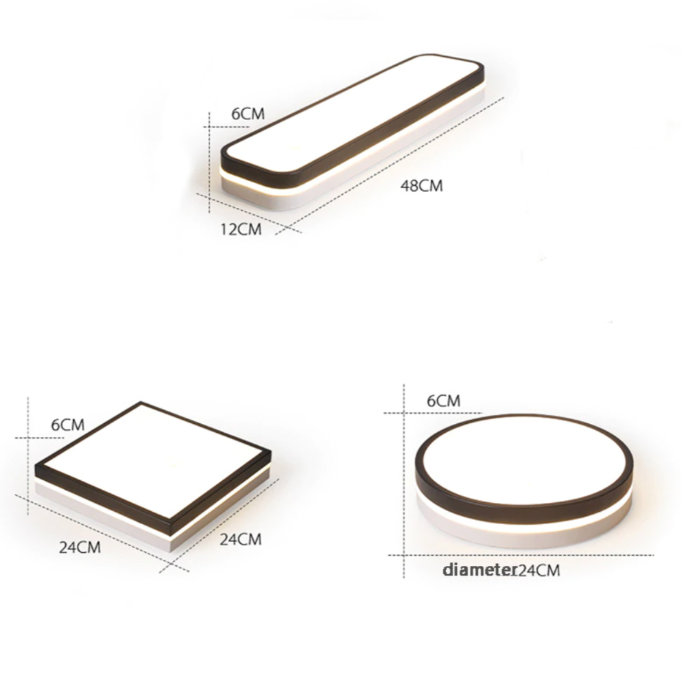 Plafonnier moderne LED forme géométrique blanc et noir Chelsea - vue 12 sur 12