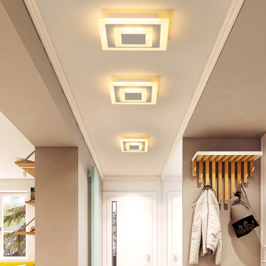 Plafonnier design LED en forme circulaire ou carré en métal Davis - vue 3 sur 8