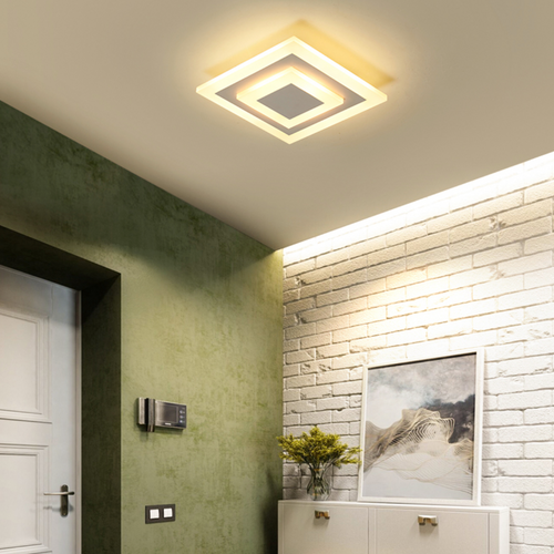 Plafonnier design LED en forme circulaire ou carré en métal Davis