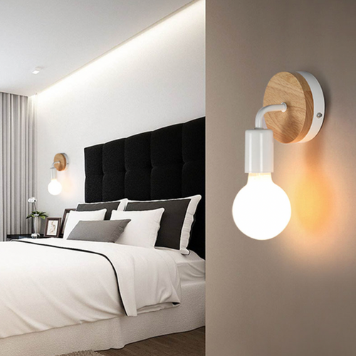 Simplistic wood and metal wall light - vue 2 sur 5
