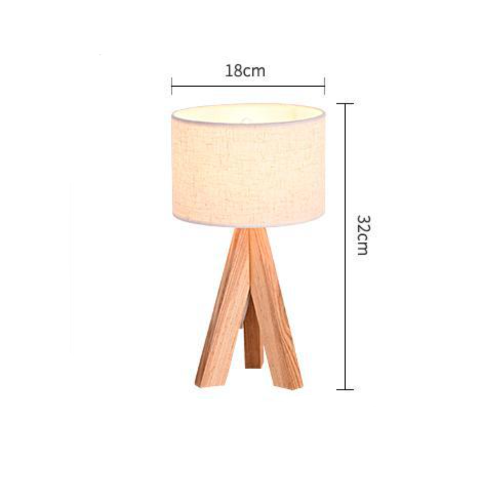Lampe de chevet avec abat-jour en tissu et pied en bois (noir ou blanc) - vue 5 sur 5