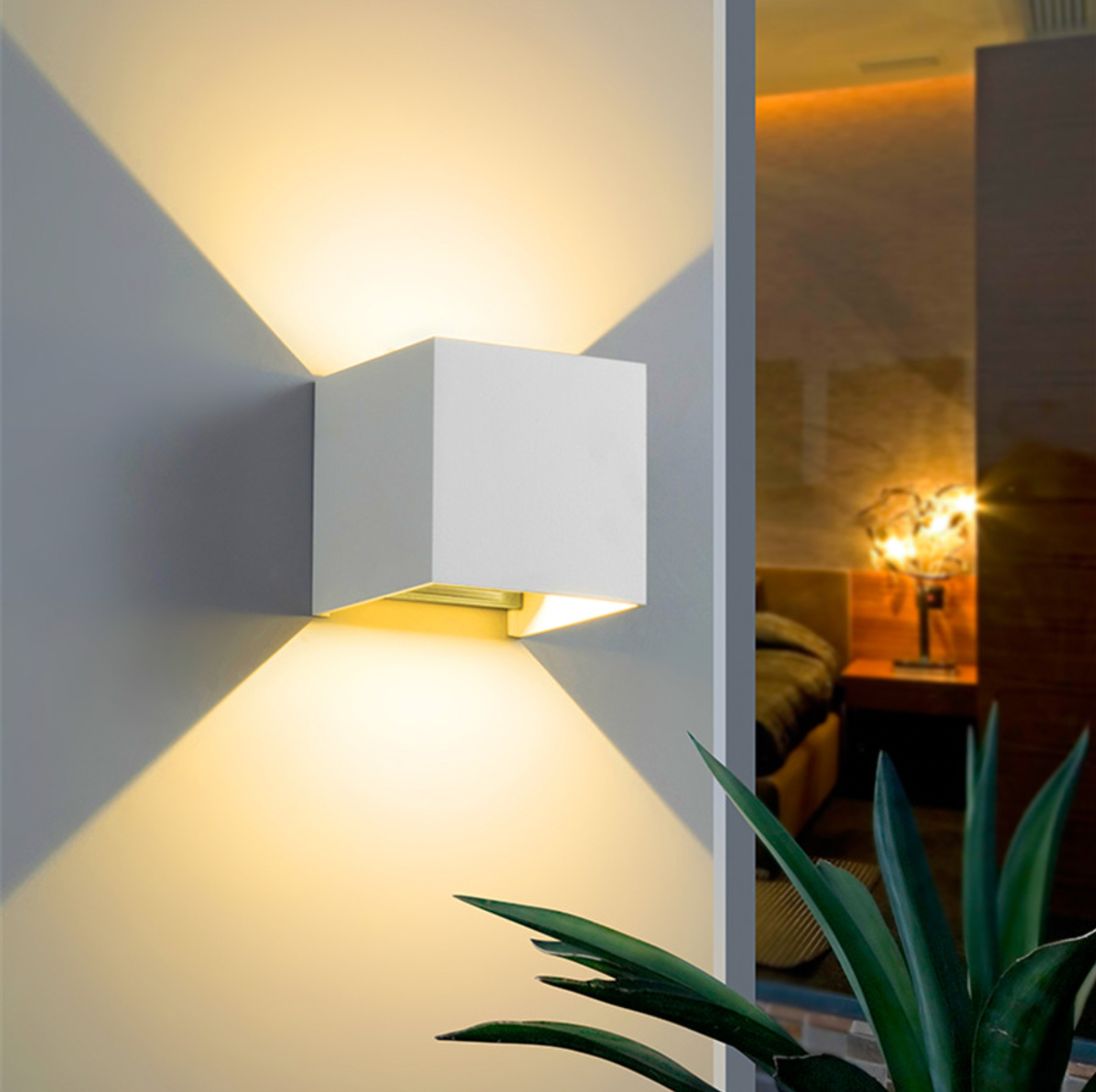 Applique murale LED design en cube (noir, blanc ou gris) - vue 2 sur 6