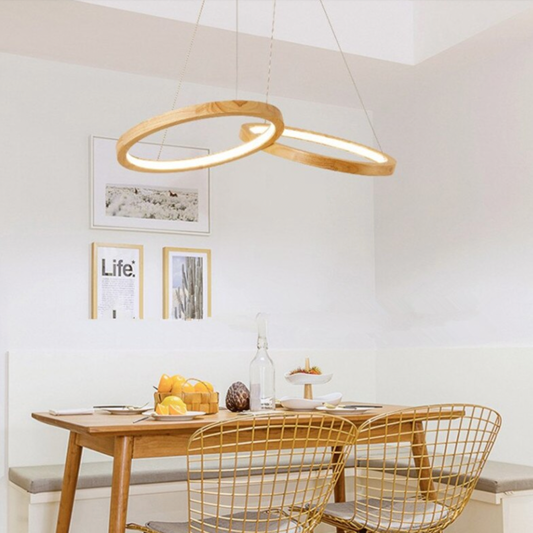 Lustre en bois à LED en cercle Botimi - vue 4 sur 3