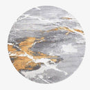 Tapis design rond gris avec tâches dorées Thick C