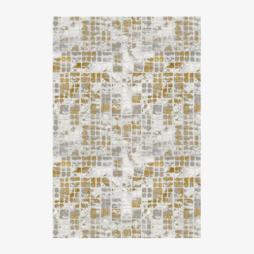 Tapis moderne rectangle aux motifs vintages jaunes