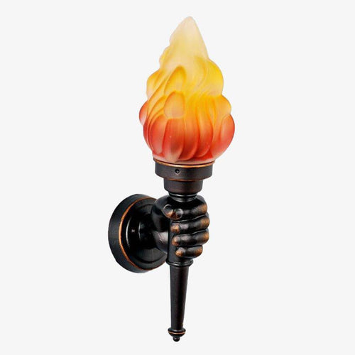 Applique murale rustique flambeau en verre tenu à la main en métal Vintage