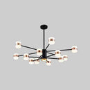 Lustre design LED en métal noir avec plusieurs lampes rose gold Fly