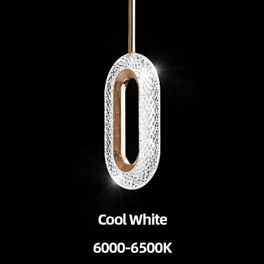 Suspension moderne LED forme ovale et dorée Elaia