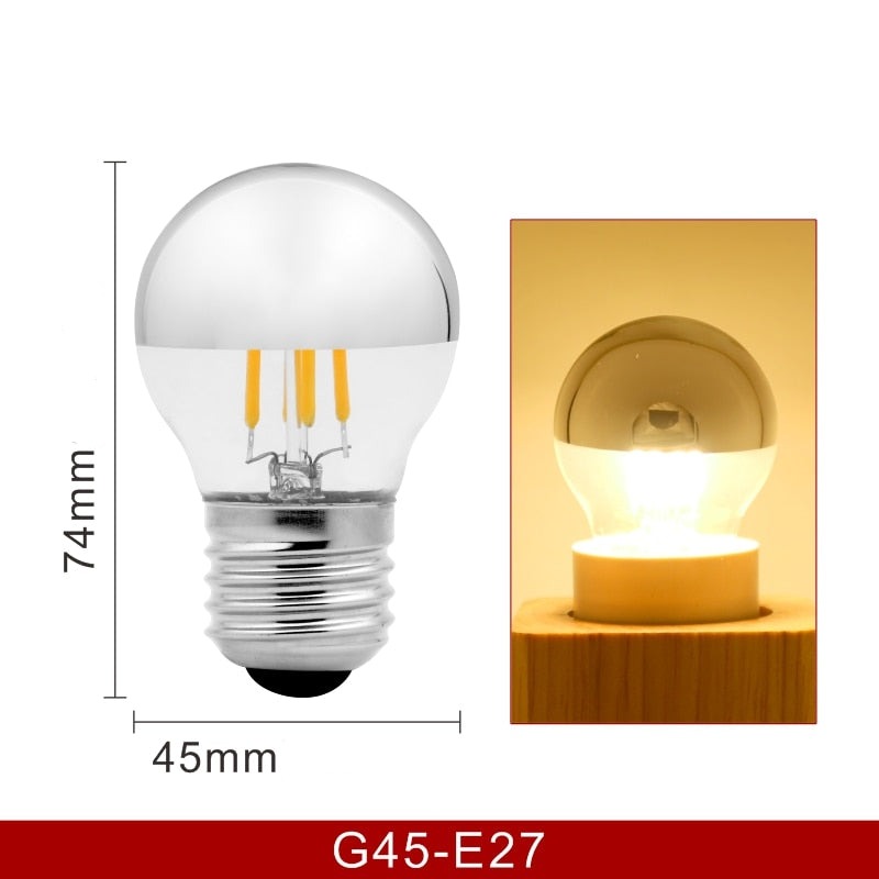 Ampoule E27 à LED G45 4W retro argenté
