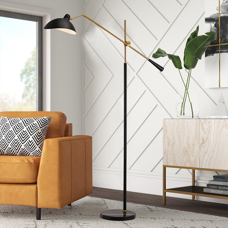 Lampadaire industrielle avec socle en marbre Clizia