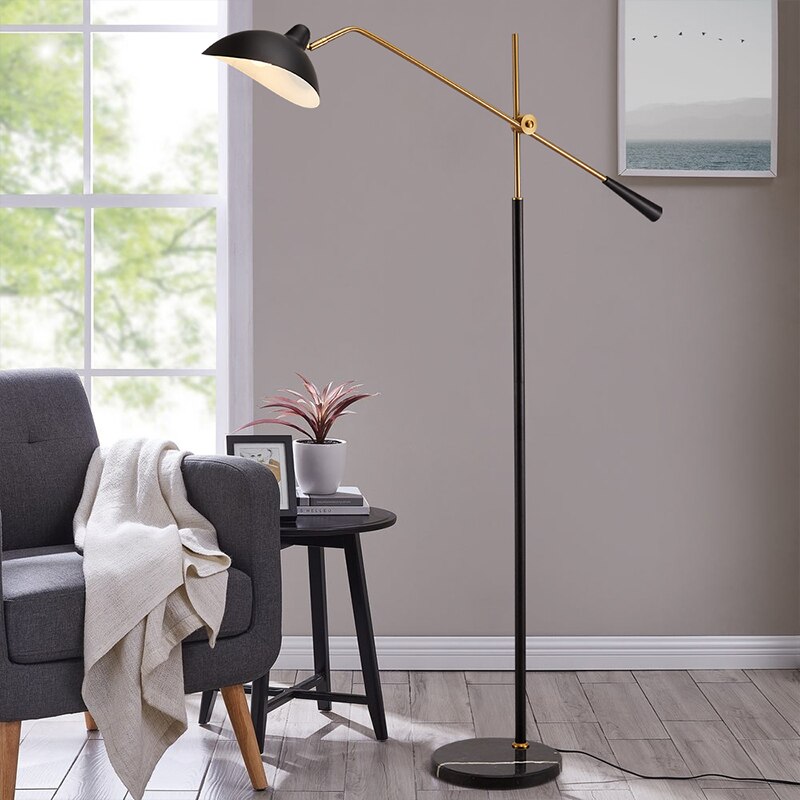 Lampadaire industrielle avec socle en marbre Clizia - vue 2 sur 8