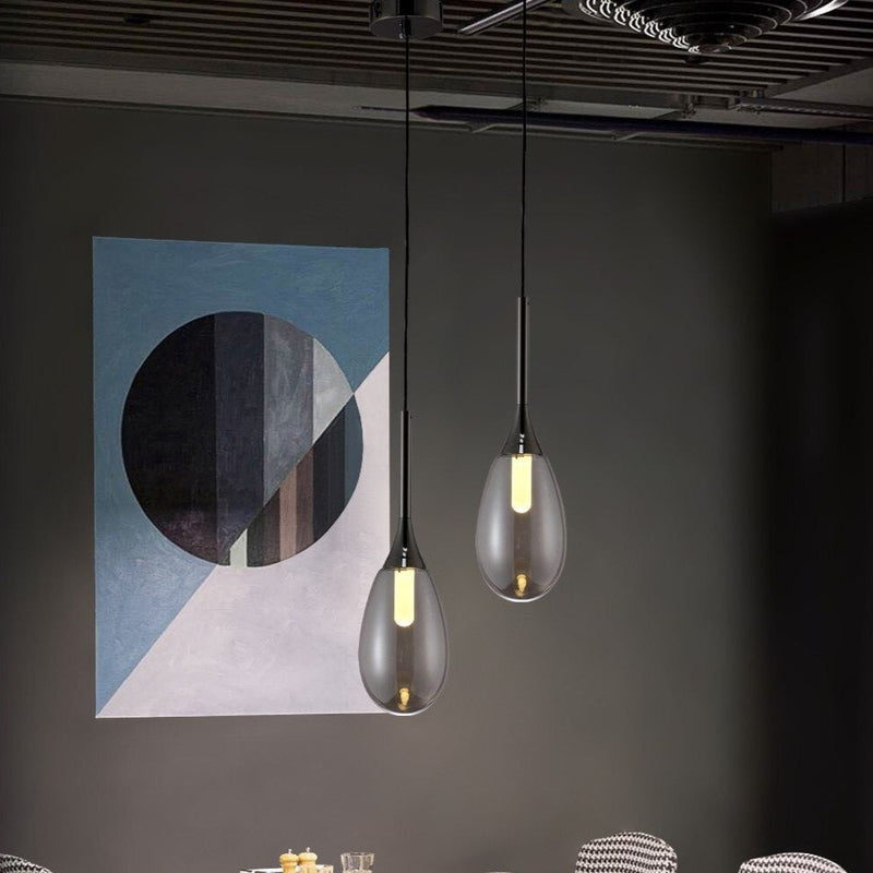 Suspension moderne LED en verre fumé Saeli