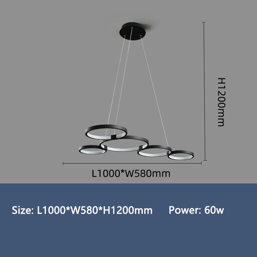 Lustre design avec anneaux LED suspendus Hirva