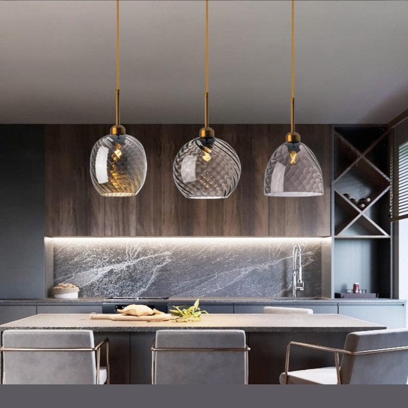 Suspension moderne LED avec abat-jour en verre Alvaro