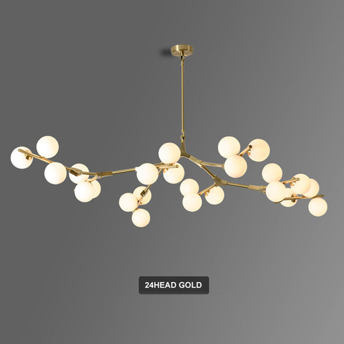 Lustre moderne LED branches métalliques et lampes en verre Yolan - vue 16 sur 17