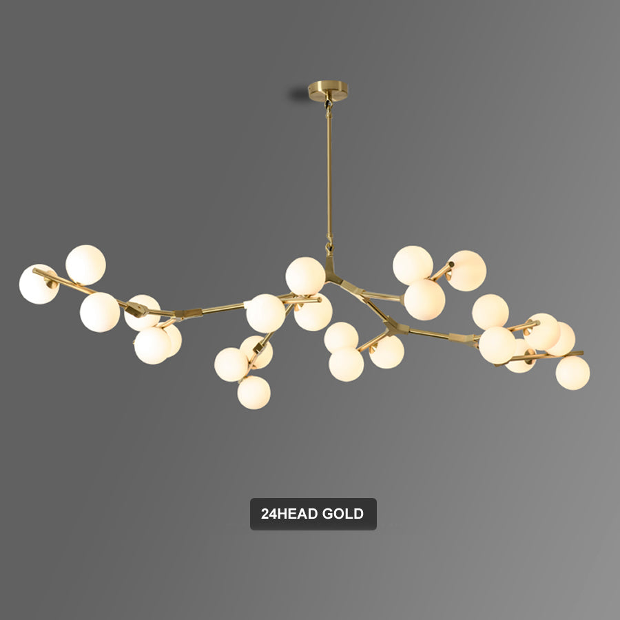 Lustre moderne LED branches métalliques et lampes en verre Yolan - vue 15 sur 17