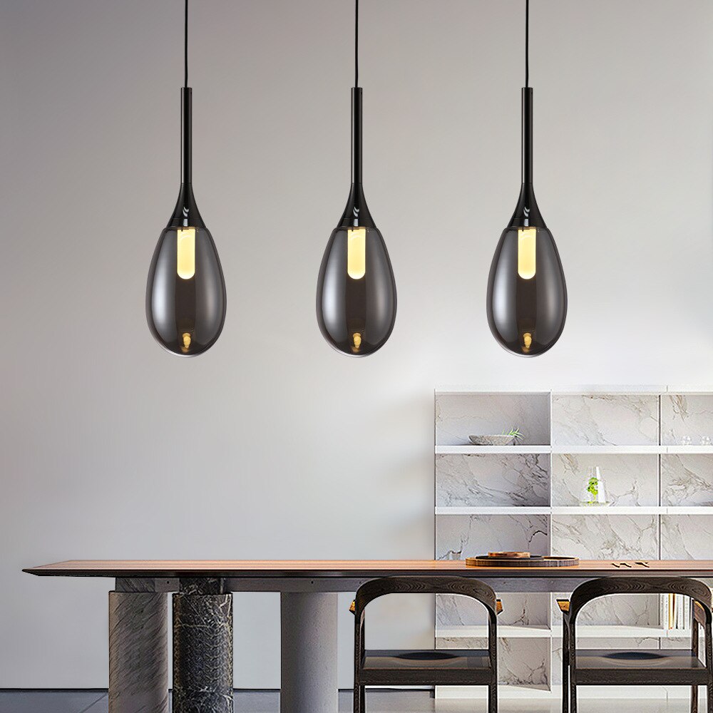 Suspension moderne LED en verre fumé Saeli - vue 6 sur 9