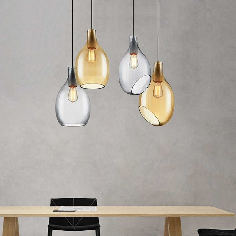 Suspension nordic avec abat-jour en verre Halek
