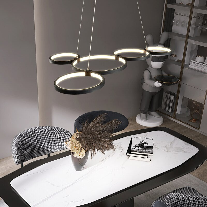 Lustre design avec anneaux LED suspendus Hirva - vue 4 sur 7