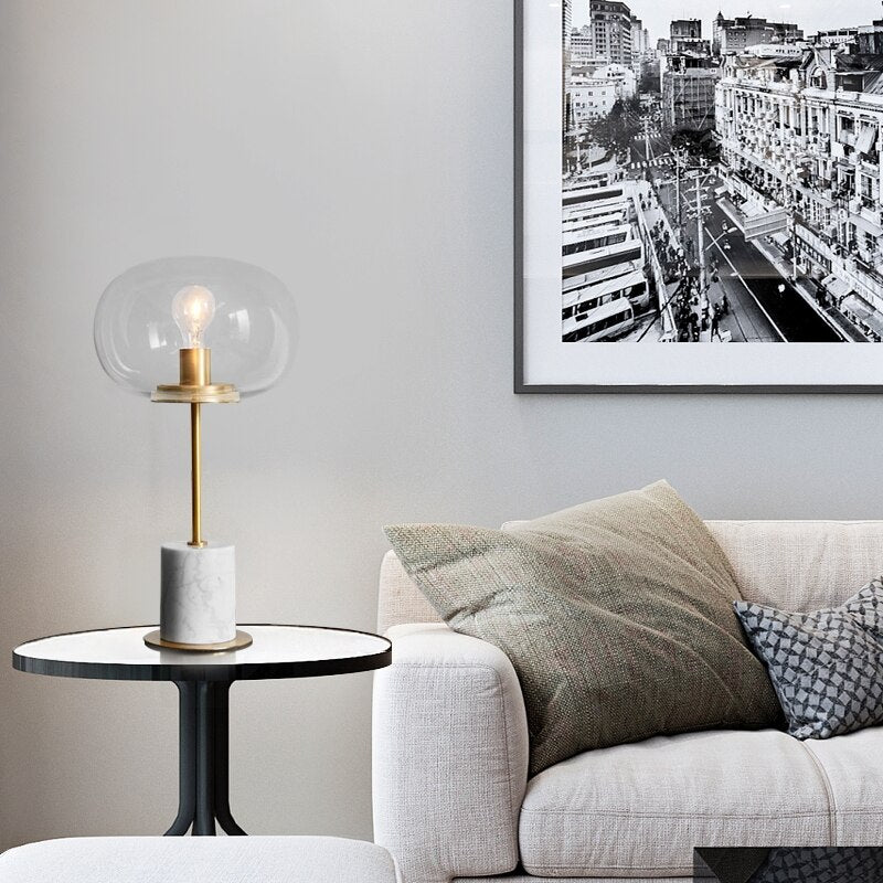 Lampe à poser design avec socle en marbre Bess - vue 4 sur 8