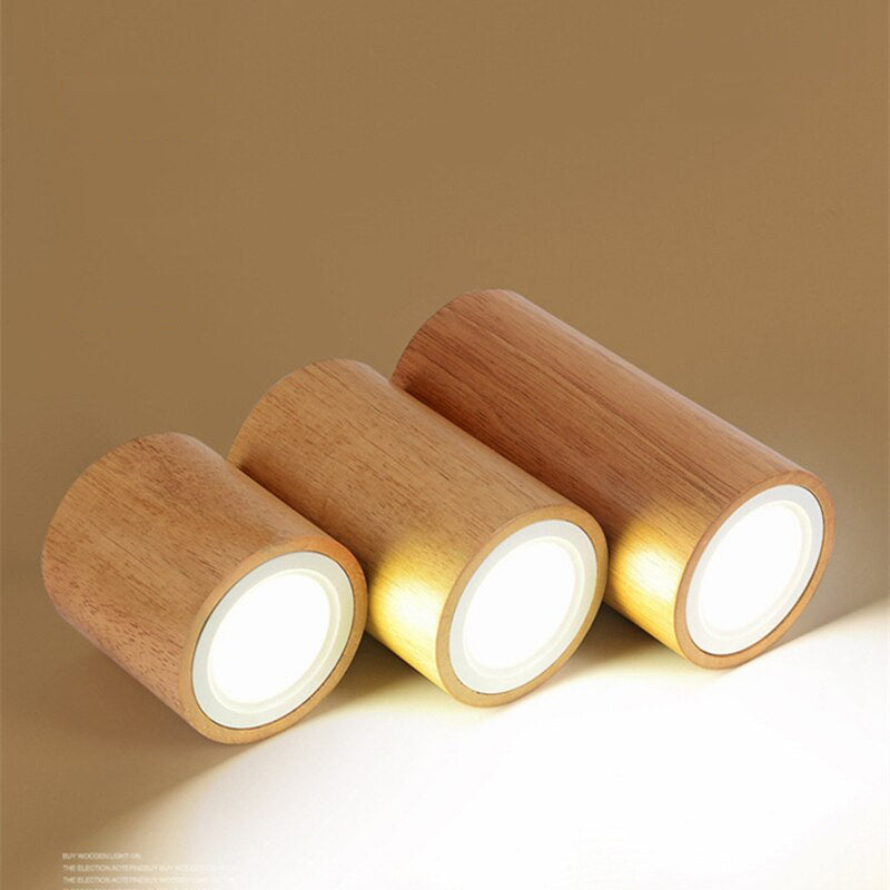 Spot scandinave LED circulaire en bois Rogely - vue 5 sur 11