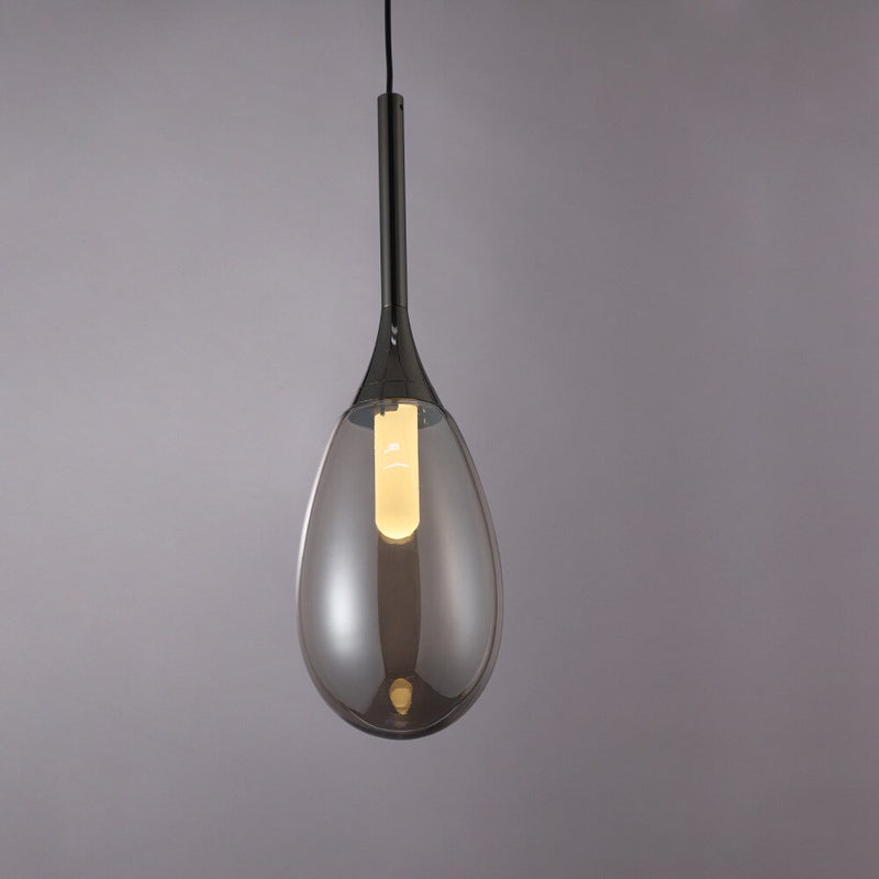 Suspension moderne LED en verre fumé Saeli