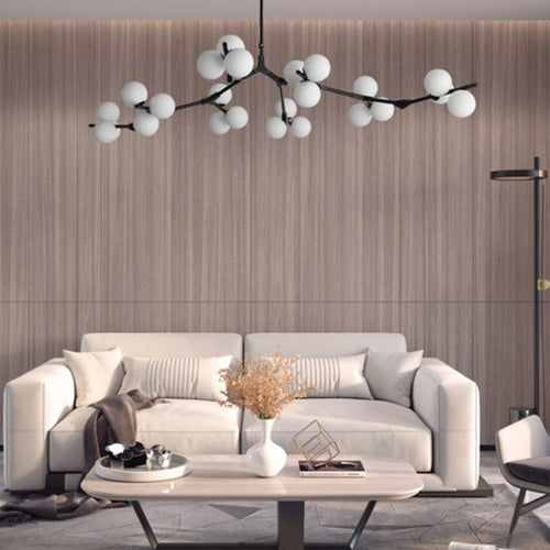 Lustre moderne LED branches métalliques et lampes en verre Yolan - vue 12 sur 17
