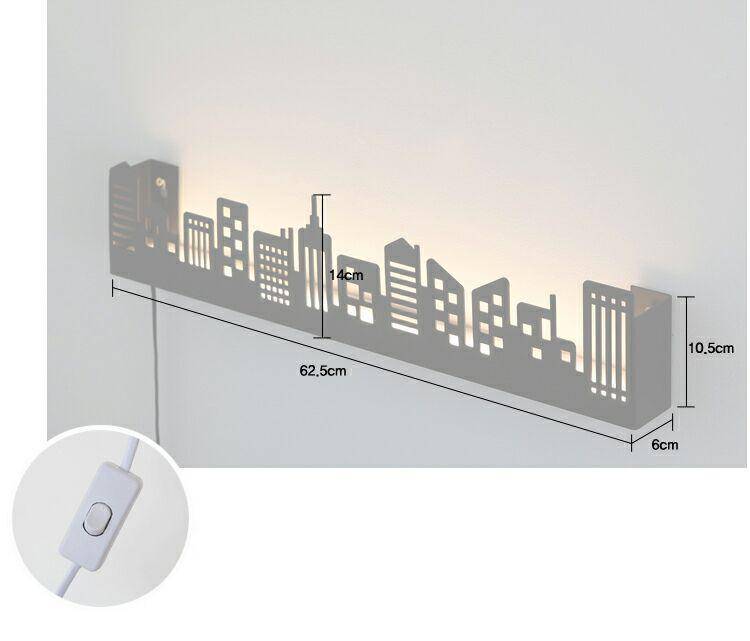 Applique murale LED scandinave en forme de ville (noir ou blanc) - vue 4 sur 3