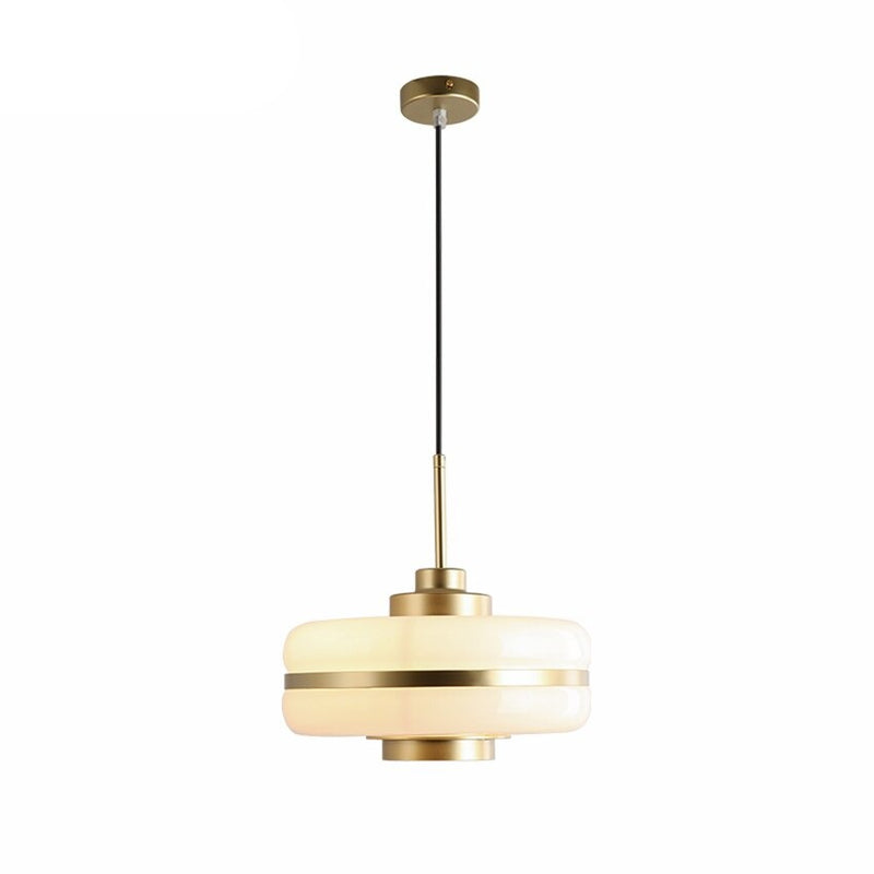 Suspension moderne LED opale blanche et doré Rinna
