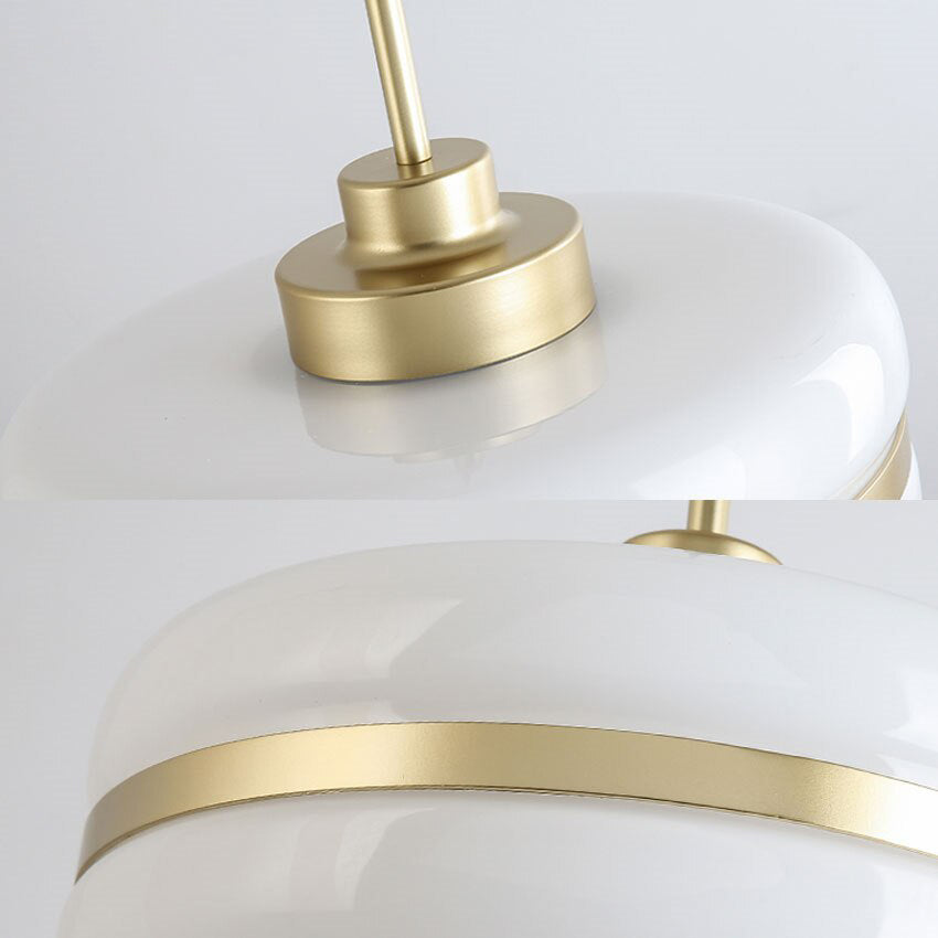 Suspension moderne LED opale blanche et doré Rinna - vue 7 sur 7
