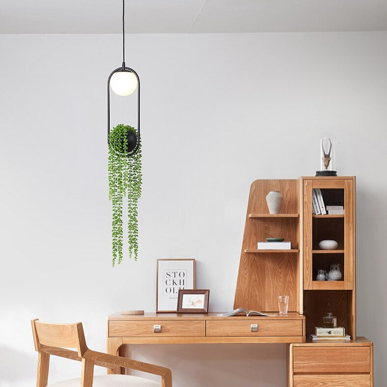 Suspension moderne LED ovale en métal noir Loom - vue 3 sur 8