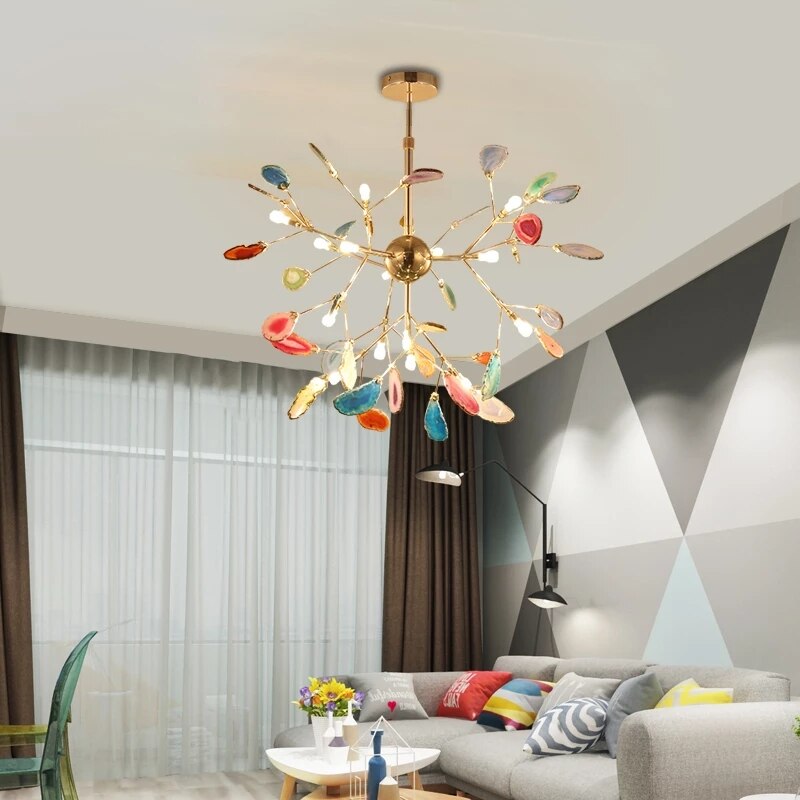 Lustre moderne en cristal LED coloré Sariya - vue 3 sur 17